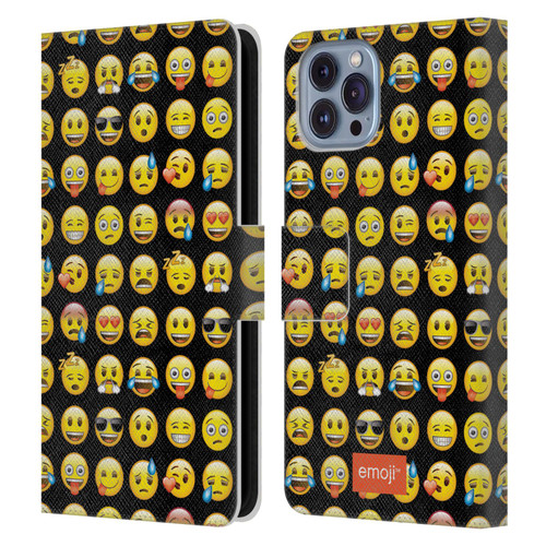 emoji® Smileys Pattern Leather Book Wallet Case Cover For Apple iPhone 14