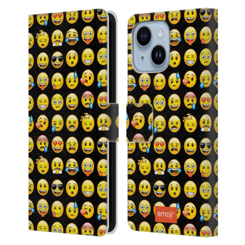 emoji® Smileys Pattern Leather Book Wallet Case Cover For Apple iPhone 14 Plus
