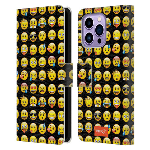 emoji® Smileys Pattern Leather Book Wallet Case Cover For Apple iPhone 14 Pro Max