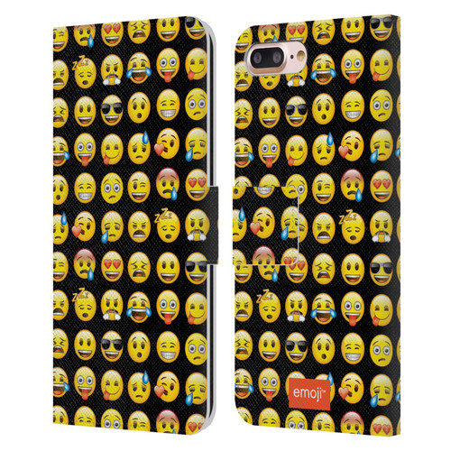 emoji® Smileys Pattern Leather Book Wallet Case Cover For Apple iPhone 7 Plus / iPhone 8 Plus