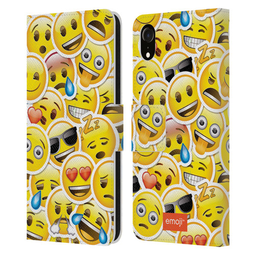 emoji® Smileys Stickers Leather Book Wallet Case Cover For Apple iPhone XR