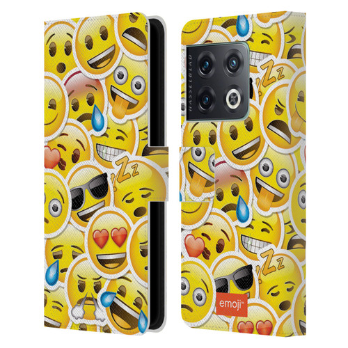 emoji® Smileys Stickers Leather Book Wallet Case Cover For OnePlus 10 Pro