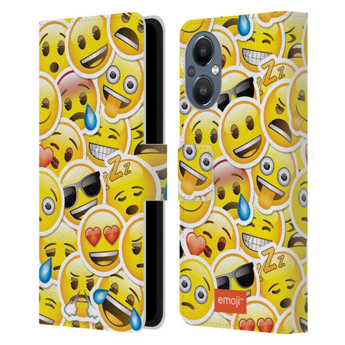 emoji® Smileys Stickers Leather Book Wallet Case Cover For OnePlus Nord N20 5G