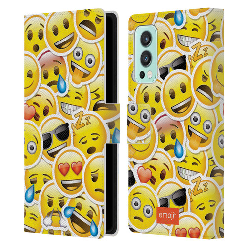 emoji® Smileys Stickers Leather Book Wallet Case Cover For OnePlus Nord 2 5G