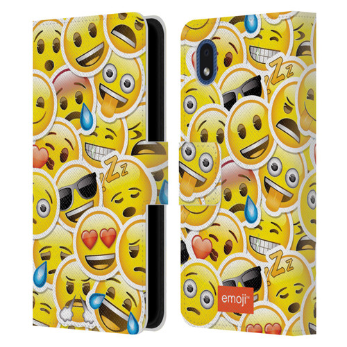 emoji® Smileys Stickers Leather Book Wallet Case Cover For Samsung Galaxy A01 Core (2020)