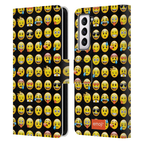 emoji® Smileys Pattern Leather Book Wallet Case Cover For Samsung Galaxy S21 5G