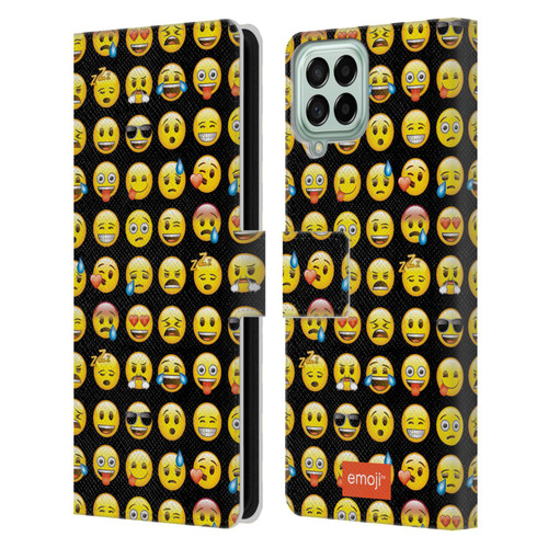 emoji® Smileys Pattern Leather Book Wallet Case Cover For Samsung Galaxy M33 (2022)