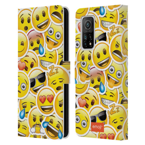 emoji® Smileys Stickers Leather Book Wallet Case Cover For Xiaomi Mi 10T 5G
