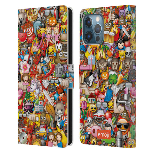 emoji® Trendy Full Pattern Leather Book Wallet Case Cover For Apple iPhone 12 Pro Max