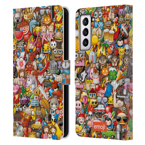emoji® Trendy Full Pattern Leather Book Wallet Case Cover For Samsung Galaxy S21 5G