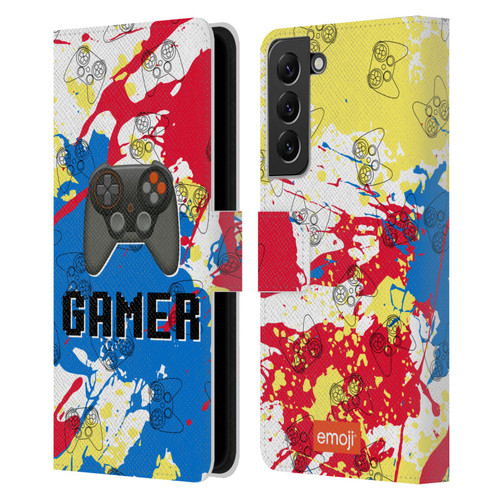 emoji® Trendy Gamer Leather Book Wallet Case Cover For Samsung Galaxy S22+ 5G