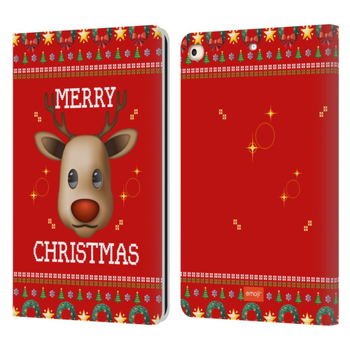 emoji® Ugly Christmas Reindeer Leather Book Wallet Case Cover For Apple iPad 9.7 2017 / iPad 9.7 2018