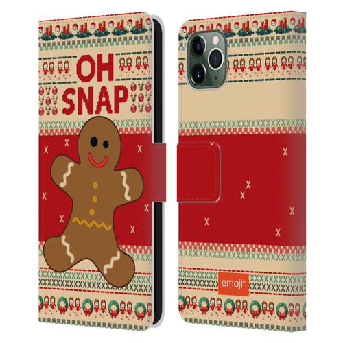 emoji® Ugly Christmas Gingerbread Leather Book Wallet Case Cover For Apple iPhone 11 Pro Max