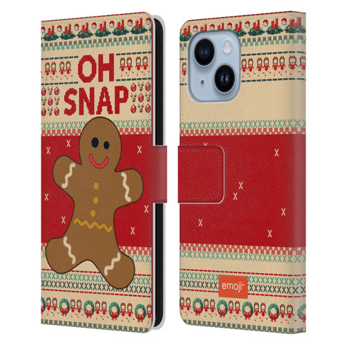 emoji® Ugly Christmas Gingerbread Leather Book Wallet Case Cover For Apple iPhone 14 Plus