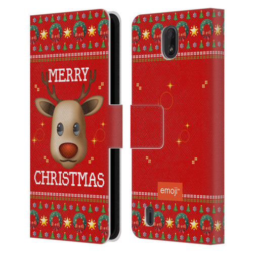 emoji® Ugly Christmas Reindeer Leather Book Wallet Case Cover For Nokia C01 Plus/C1 2nd Edition