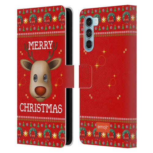 emoji® Ugly Christmas Reindeer Leather Book Wallet Case Cover For Motorola Edge S30 / Moto G200 5G