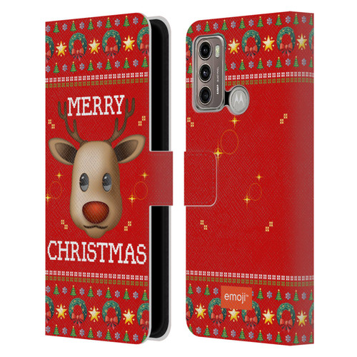 emoji® Ugly Christmas Reindeer Leather Book Wallet Case Cover For Motorola Moto G60 / Moto G40 Fusion