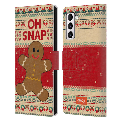 emoji® Ugly Christmas Gingerbread Leather Book Wallet Case Cover For Samsung Galaxy S21+ 5G