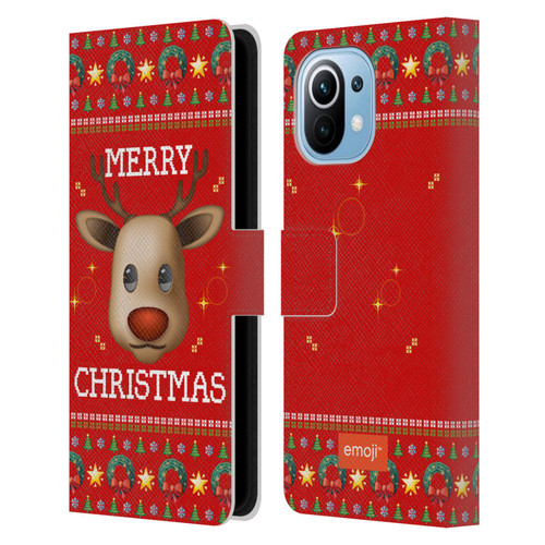 emoji® Ugly Christmas Reindeer Leather Book Wallet Case Cover For Xiaomi Mi 11