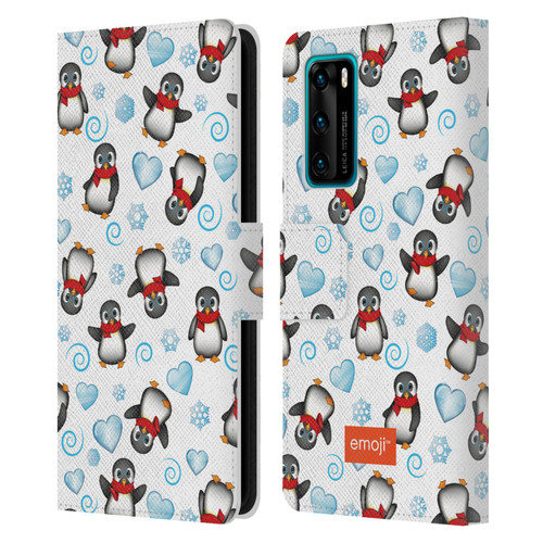 emoji® Winter Wonderland Penguins Leather Book Wallet Case Cover For Huawei P40 5G