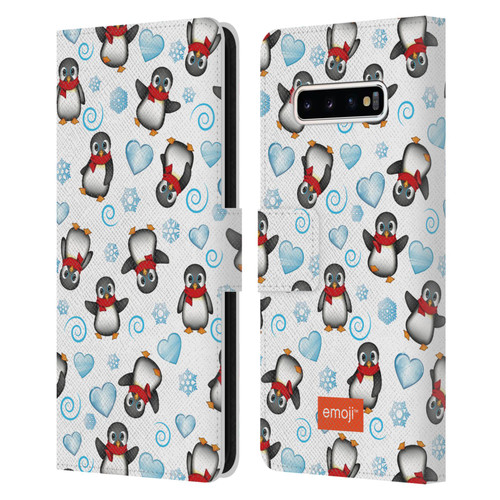 emoji® Winter Wonderland Penguins Leather Book Wallet Case Cover For Samsung Galaxy S10+ / S10 Plus