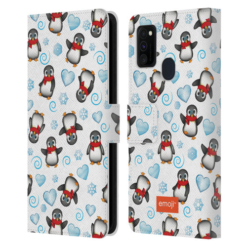 emoji® Winter Wonderland Penguins Leather Book Wallet Case Cover For Samsung Galaxy M30s (2019)/M21 (2020)