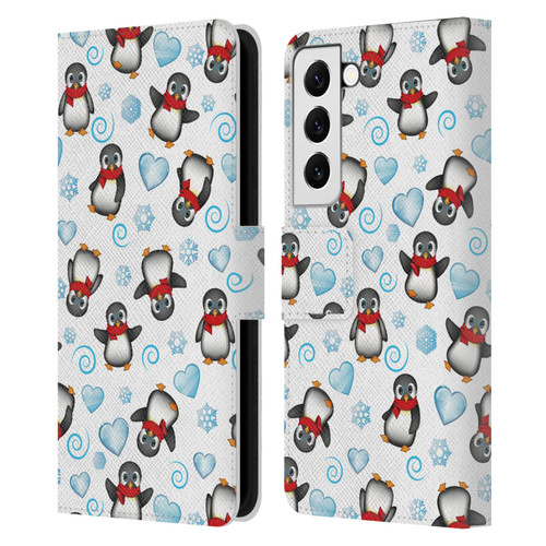 emoji® Winter Wonderland Penguins Leather Book Wallet Case Cover For Samsung Galaxy S22 5G