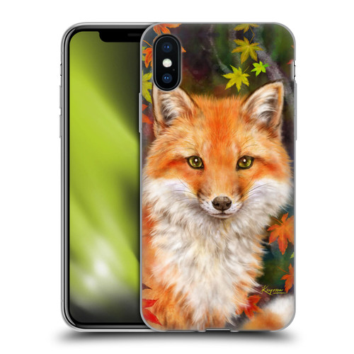 Kayomi Harai Animals And Fantasy Fox With Autumn Leaves Soft Gel Case for Apple iPhone X / iPhone XS