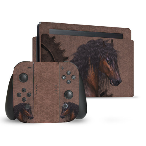 Simone Gatterwe Steampunk Horse Mechanical Gear Vinyl Sticker Skin Decal Cover for Nintendo Switch Bundle
