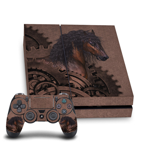 Simone Gatterwe Steampunk Horse Mechanical Gear Vinyl Sticker Skin Decal Cover for Sony PS4 Console & Controller
