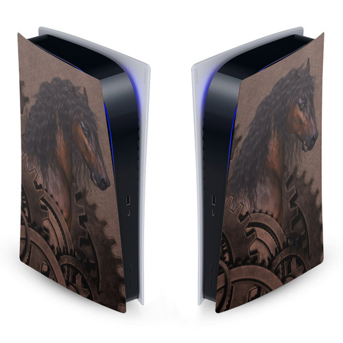 Simone Gatterwe Steampunk Horse Mechanical Gear Vinyl Sticker Skin Decal Cover for Sony PS5 Digital Edition Console