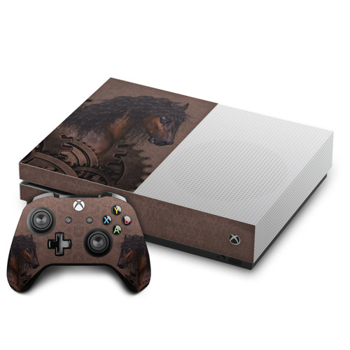 Simone Gatterwe Steampunk Horse Mechanical Gear Vinyl Sticker Skin Decal Cover for Microsoft One S Console & Controller