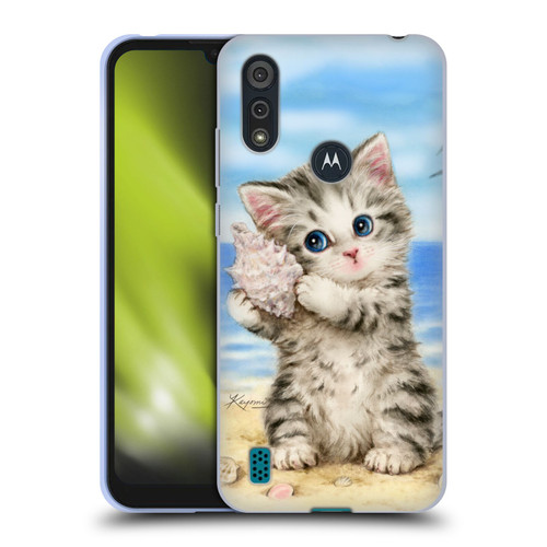 Kayomi Harai Animals And Fantasy Seashell Kitten At Beach Soft Gel Case for Motorola Moto E6s (2020)