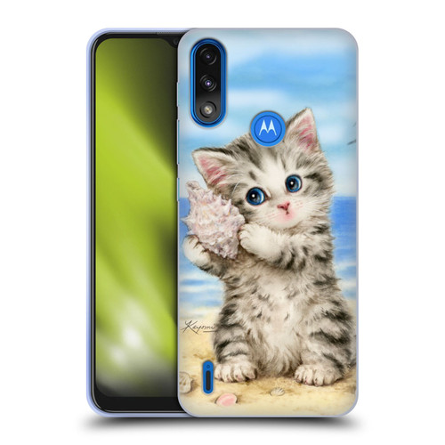 Kayomi Harai Animals And Fantasy Seashell Kitten At Beach Soft Gel Case for Motorola Moto E7 Power / Moto E7i Power