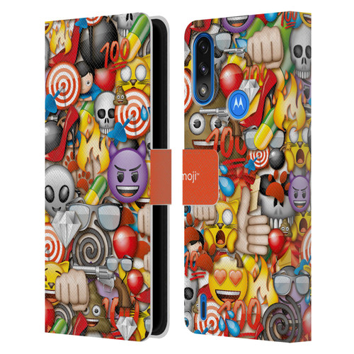 emoji® Full Patterns Assorted Leather Book Wallet Case Cover For Motorola Moto E7 Power / Moto E7i Power