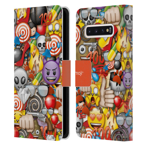 emoji® Full Patterns Assorted Leather Book Wallet Case Cover For Samsung Galaxy S10