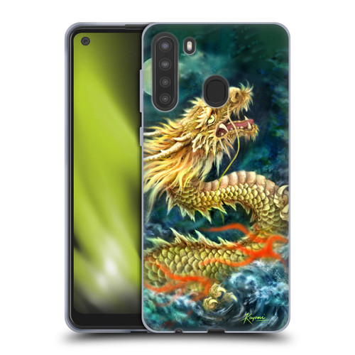Kayomi Harai Animals And Fantasy Asian Dragon In The Moon Soft Gel Case for Samsung Galaxy A21 (2020)