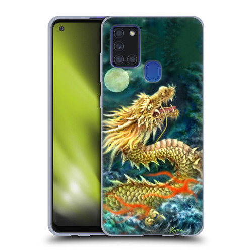 Kayomi Harai Animals And Fantasy Asian Dragon In The Moon Soft Gel Case for Samsung Galaxy A21s (2020)