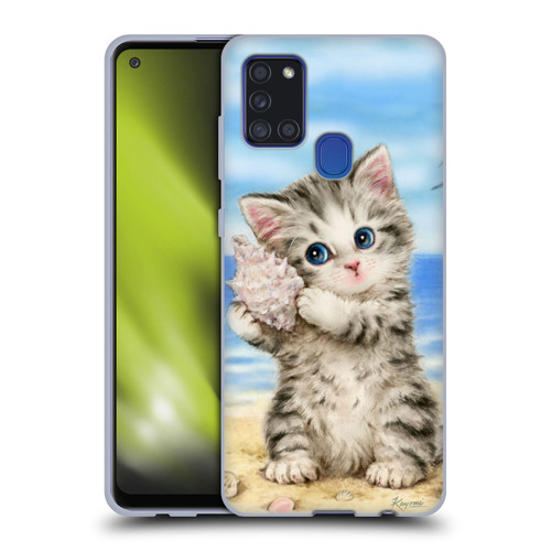Kayomi Harai Animals And Fantasy Seashell Kitten At Beach Soft Gel Case for Samsung Galaxy A21s (2020)