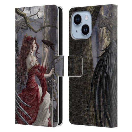 Nene Thomas Deep Forest Dark Angel Fairy With Raven Leather Book Wallet Case Cover For Apple iPhone 14 Plus