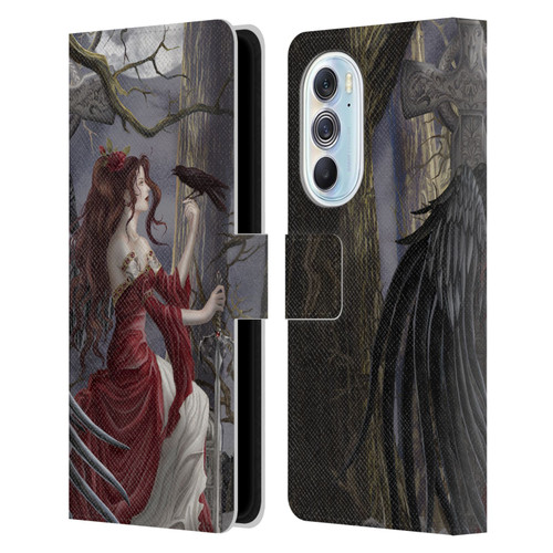 Nene Thomas Deep Forest Dark Angel Fairy With Raven Leather Book Wallet Case Cover For Motorola Edge X30