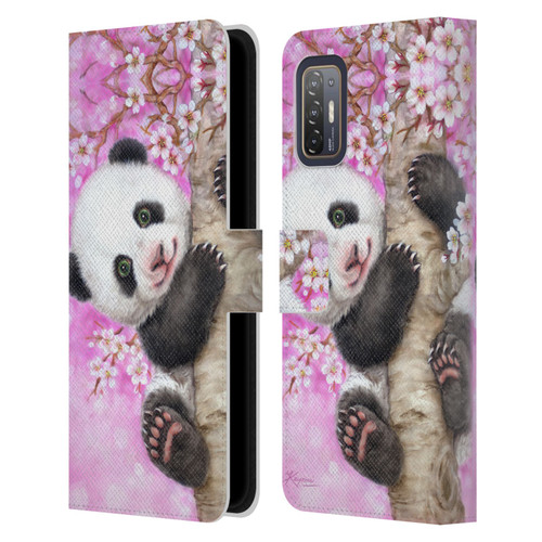 Kayomi Harai Animals And Fantasy Cherry Blossom Panda Leather Book Wallet Case Cover For HTC Desire 21 Pro 5G
