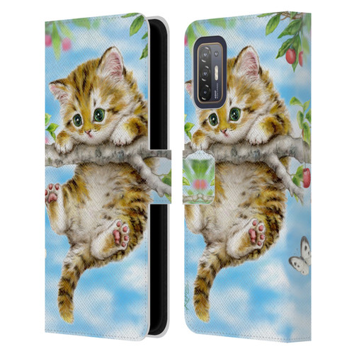 Kayomi Harai Animals And Fantasy Cherry Tree Kitten Leather Book Wallet Case Cover For HTC Desire 21 Pro 5G