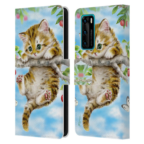 Kayomi Harai Animals And Fantasy Cherry Tree Kitten Leather Book Wallet Case Cover For Huawei P40 5G