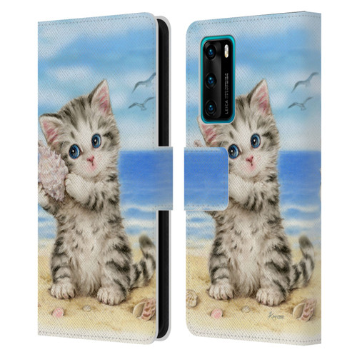 Kayomi Harai Animals And Fantasy Seashell Kitten At Beach Leather Book Wallet Case Cover For Huawei P40 5G