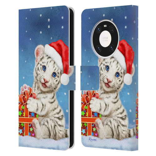 Kayomi Harai Animals And Fantasy White Tiger Christmas Gift Leather Book Wallet Case Cover For Huawei Mate 40 Pro 5G