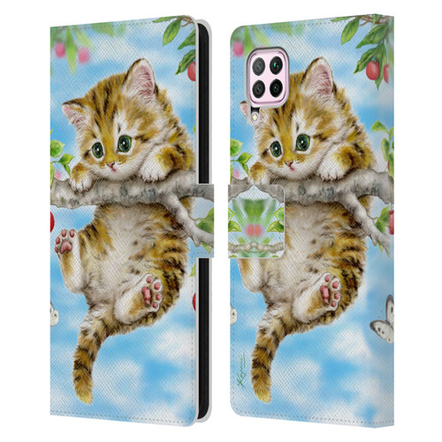 Kayomi Harai Animals And Fantasy Cherry Tree Kitten Leather Book Wallet Case Cover For Huawei Nova 6 SE / P40 Lite
