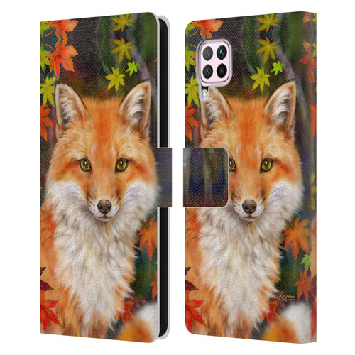 Kayomi Harai Animals And Fantasy Fox With Autumn Leaves Leather Book Wallet Case Cover For Huawei Nova 6 SE / P40 Lite