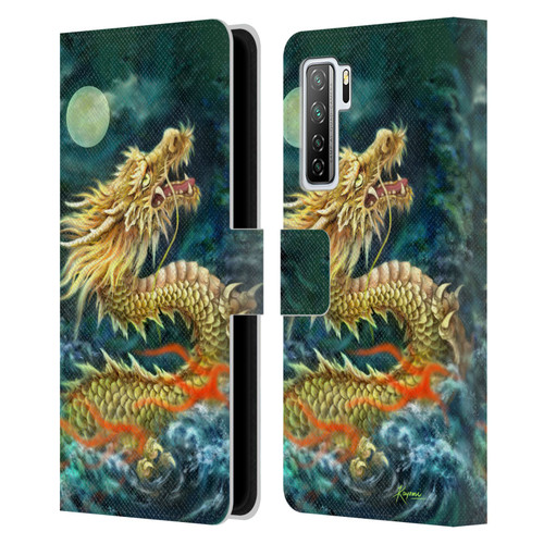 Kayomi Harai Animals And Fantasy Asian Dragon In The Moon Leather Book Wallet Case Cover For Huawei Nova 7 SE/P40 Lite 5G