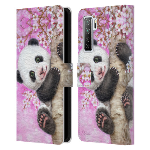 Kayomi Harai Animals And Fantasy Cherry Blossom Panda Leather Book Wallet Case Cover For Huawei Nova 7 SE/P40 Lite 5G